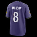 B.Ravens #8 Lamar Jackson Purple Team Game Stitched Football American Jersey