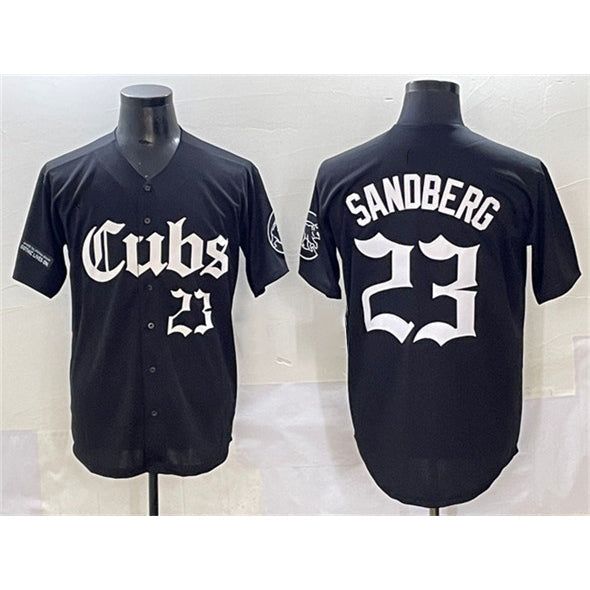 Chicago Cubs #23 Ryne Sandberg Black 'Gothic North Side Edition' Vapor Premier Limited Stitched Baseball Jersey