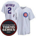 Chicago Cubs #2 Nico Hoerner White 2025 World Tour Tokyo Series Home Stitched Jersey
