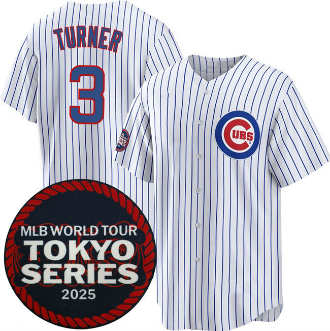 Chicago Cubs #3 Justin Turner White 2025 World Tour Tokyo Series Home Stitched Jersey