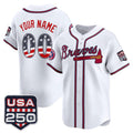 Custom Atlanta Braves White USA 250 Fourth of July Vapor Premier Limited Jersey ¡§C All Stitched Baseball Jersey