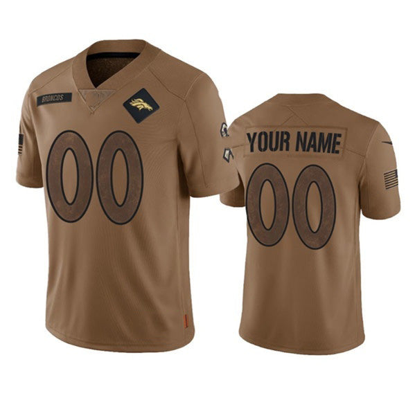 Custom D.Broncos Active Player 2023 Brown Salute To Service Limited Stitched Football American Jersey
