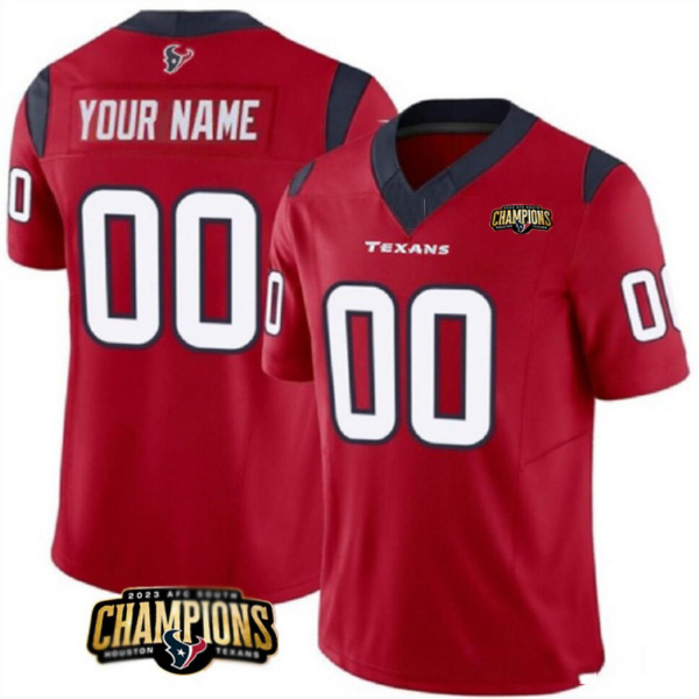 Custom Houston Texans Red 2023 F.U.S.E. AFC South Champions Patch Vapor Limited Football Stitched Jersey