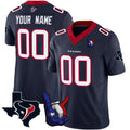 Custom Houston Texans Navy Hand Sign Throwing Up The H Limited Stitched Football Jersey