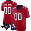 Custom Houston Texans Red Hand Sign Throwing Up The H Limited Stitched Football Jersey