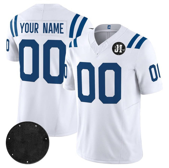 Custom IN.Colts Active Player White 2025 F.U.S.E. Jim Irsay Patch Vapor Limited Stitched Football Stitched Jersey