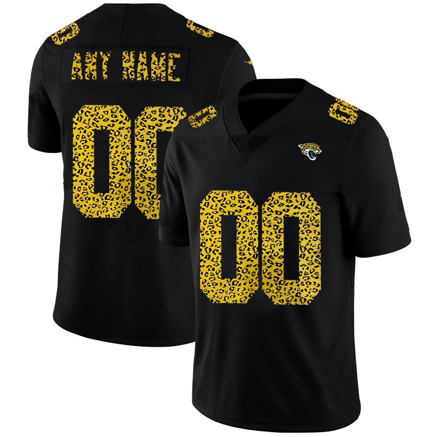 Custom J.Jaguars Black Leopard Print Fashion Vapor Limited Football Jersey MAROU