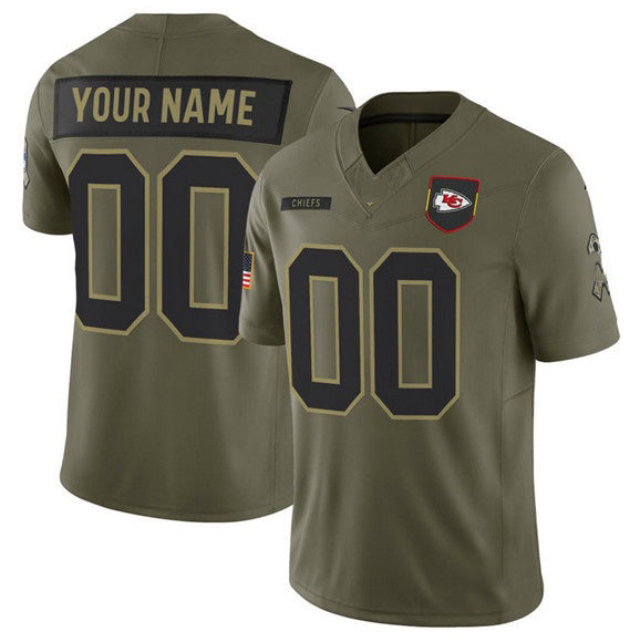 Custom KC.Chiefs Active Player Olive 2025 F.U.S.E. Salute to Service Limited Stitched Football Jersey MAROU