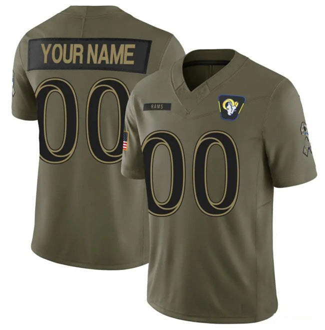 Custom LA.Rams  Olive 2025 F.U.S.E. Salute to Service Limited Stitched Football Jersey Marou