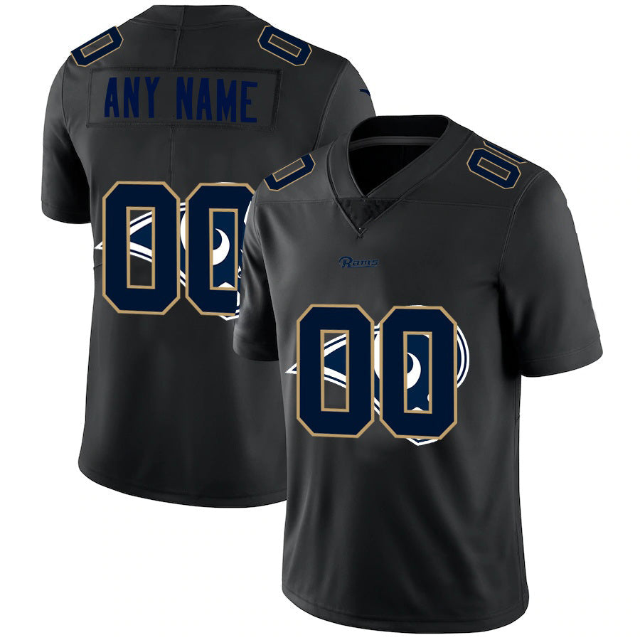 Custom LA.Rams Black Team Logo Dual Overlap Limited Football Jersey Marou