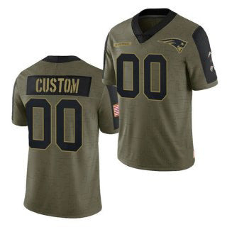 Custom NE.Patriots Olive 2021 Salute To Service Limited Stitched Football Jersey Marou
