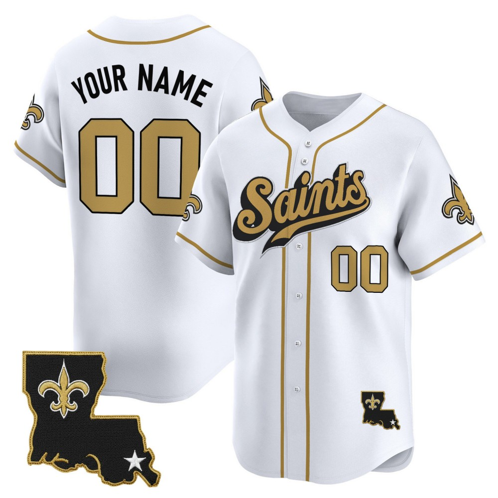 Custom New Orleans Saints White 2025 Vapor Baseball Stitched Jerseys