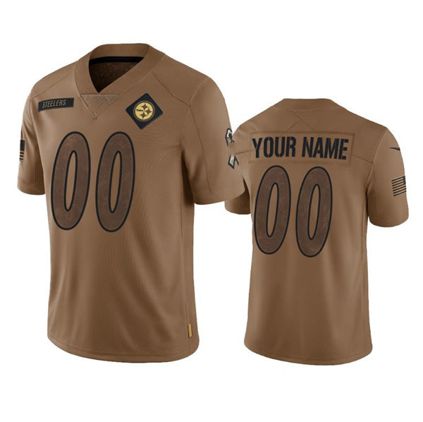 Custom P.Steelers Active Player 2023 Brown Salute To Setvice Limited Stitched Football Jersey Marou
