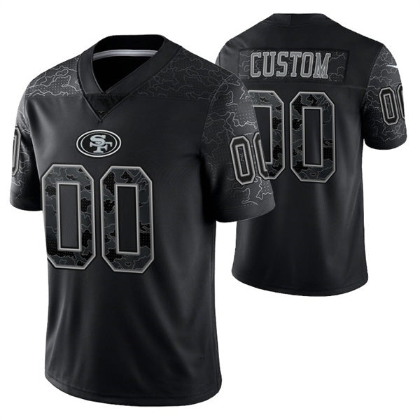 Custom SF.49ers ACTIVE PLAYER Black Reflective Limited Stitched Football Jersey Marou