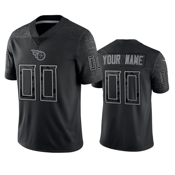 Custom T.Titans Active Player Black Reflective Limited Stitched Football Jersey Marou