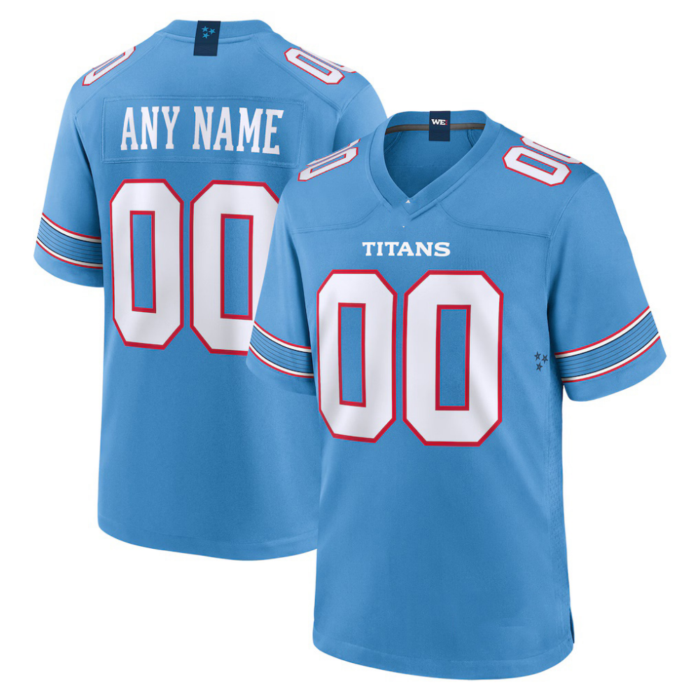 Custom New T.Titans Light Blue Game Stitched Football Jersey