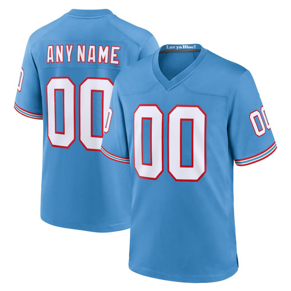 Custom T.Titans Light Blue Oilers Throwback Game Stitched Football Jersey