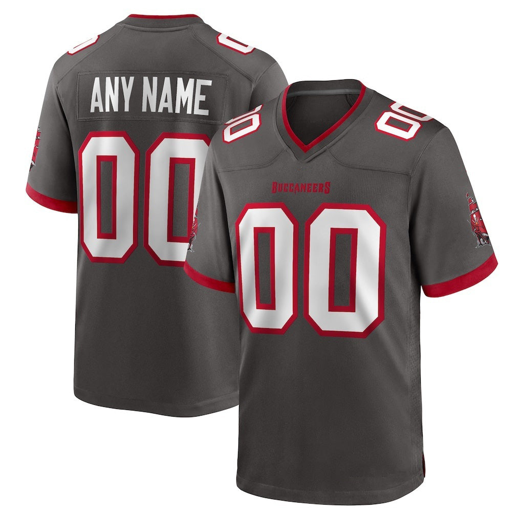 Custom TB.Buccaneers Pewter Alternate Game Football Jersey Marou