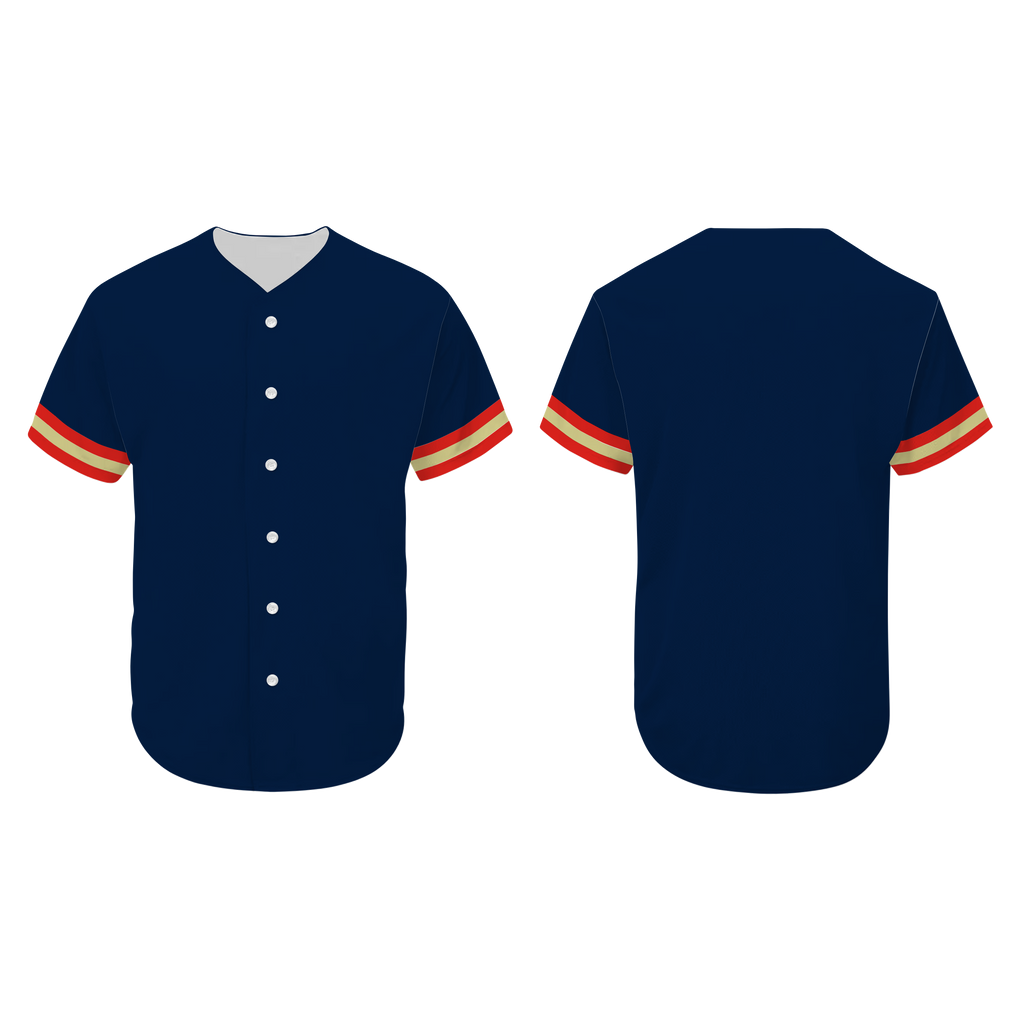 Custom Baseball Jersey Navy With Red Yellow Red Piping- Design Your Own Stitched Jerseys
