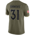 D.Broncos #31 Justin Simmons Olive  Salute To Service Limited Stitched Football American Jersey