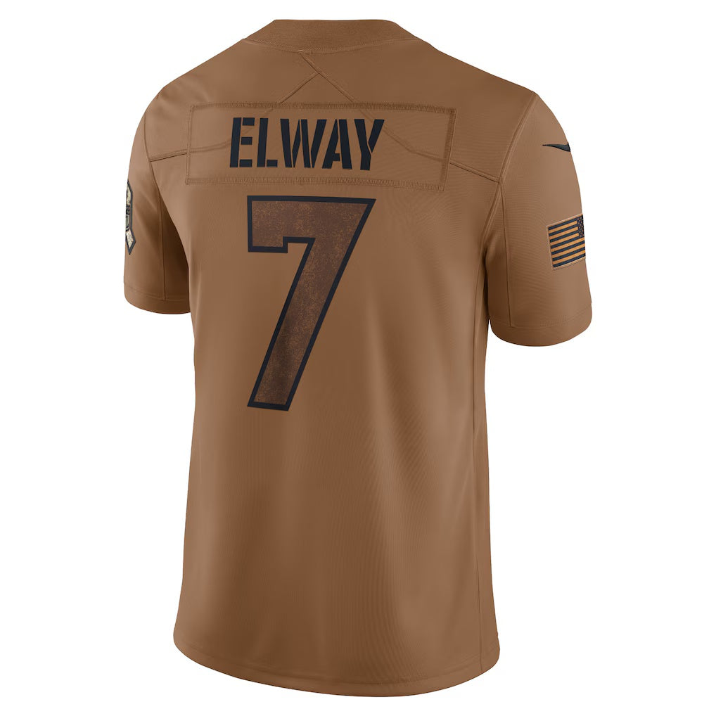 D.Broncos #7 John Elway Brown Salute To Service Retired Player Limited Stitched Football American Jersey