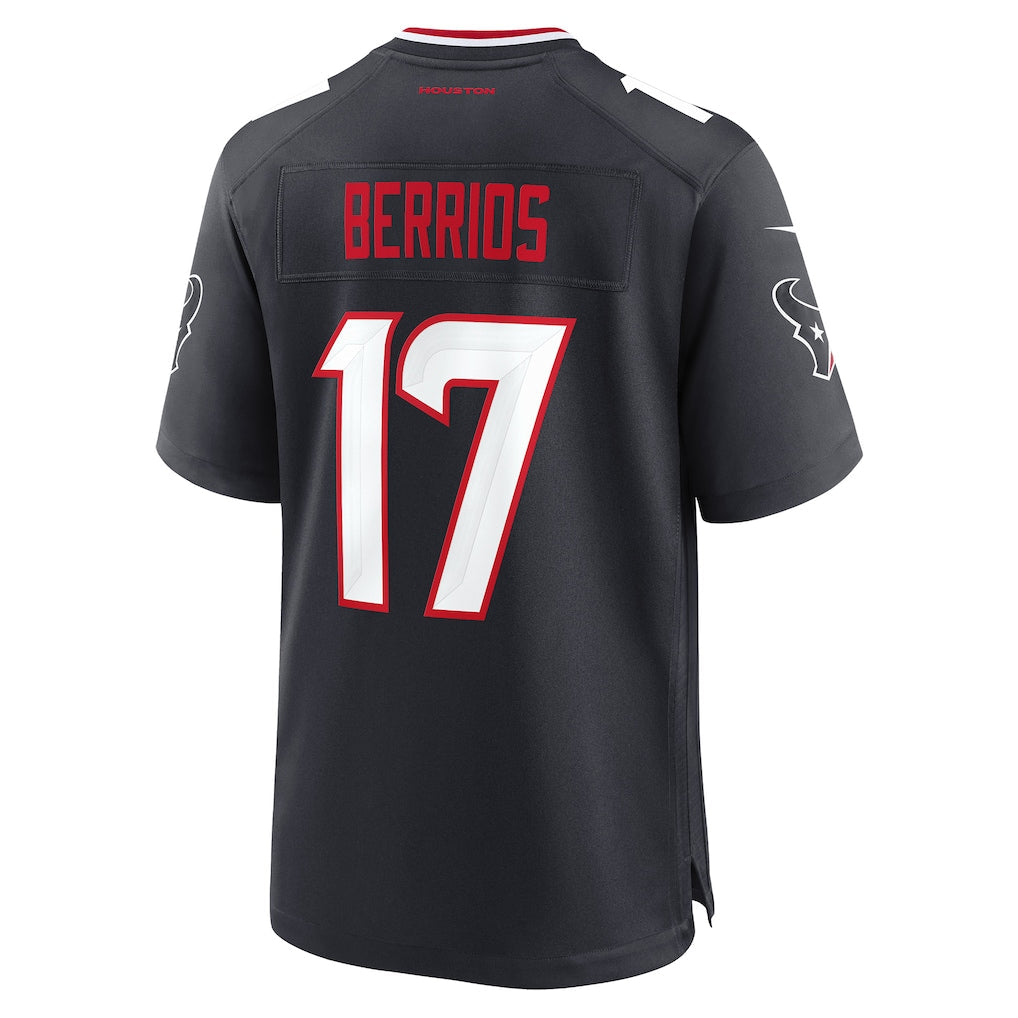 H.Texans #17 Braxton Berrios Navy Team Game Jersey