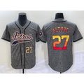 Houston Astros #27 Jose Altuve Number Grey Gridiron Cool Base Stitched Baseball Jersey