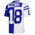IN.Colts #18 Peyton Manning Mitchell & Ness Royal-White Split Legacy Replica Football Stitched Jersey