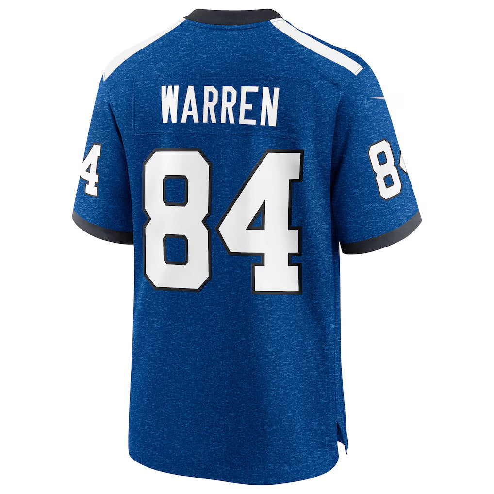IN.Colts #84 Tyler Warren Heather Royal Alternate 2 Indiana Nights Game Football Stitched Jersey