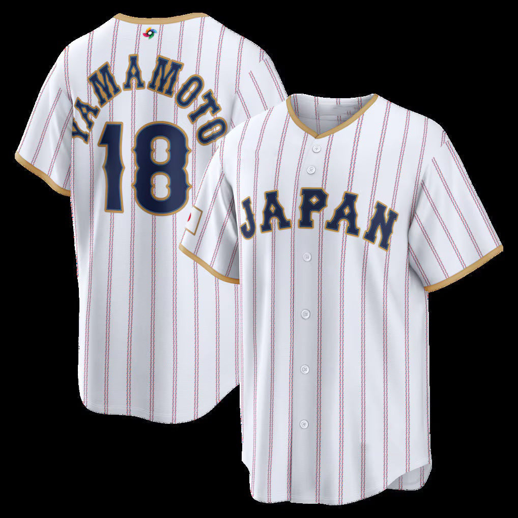 Japan Baseball #18 Yoshinobu Yamamoto 2026 World Baseball Classic Home Stadium Baseball Jersey - White