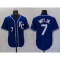 Kansas City Royals #7 Bobby Witt Jr Number Royal Cool Base Stitched Baseball Jersey