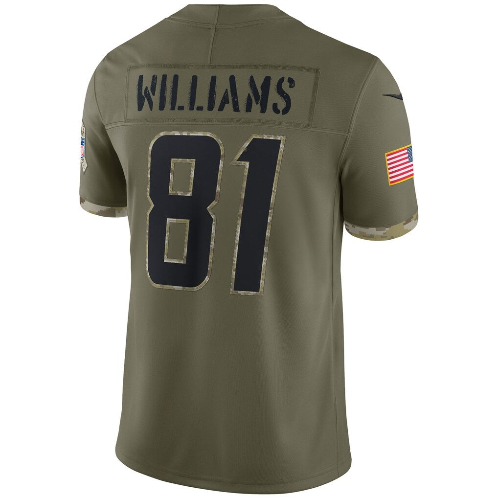 LA.Chargers #81 Mike Williams Olive Salute To Service Limited Football Jersey Marou