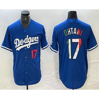 Los Angeles Dodgers #17 Shohei Ohtani Number Mexico Blue Cool Base Stitched Baseball Jerseys