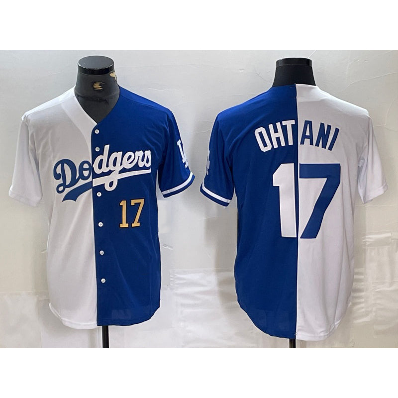 Los Angeles Dodgers #17 Shohei Ohtani Number White Blue Two Tone Stitched Baseball Jersey