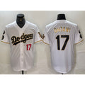 Los Angeles Dodgers #17 Shohei Ohtani Number White Gold Fashion Stitched Cool Base Limited Baseball Jerseys