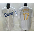 Los Angeles Dodgers #17 Shohei Ohtani White Gold Stitched Cool Baseball Jersey
