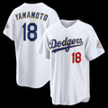 Los Angeles Dodgers #18 Yoshinobu Yamamoto White 2026 Gold Collection Stadium Baseball Jersey