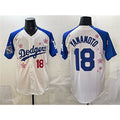 Los Angeles Dodgers #18 Yoshinobu Yamamoto White Royal 2025 World Series Champions Patch Tokyo Series Limited Stitched Baseball Jersey