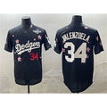 Los Angeles Dodgers #34 Fernando Valenzuela Black 2025 World Series Patch Tokyo Series Limited Stitched Baseball Jersey