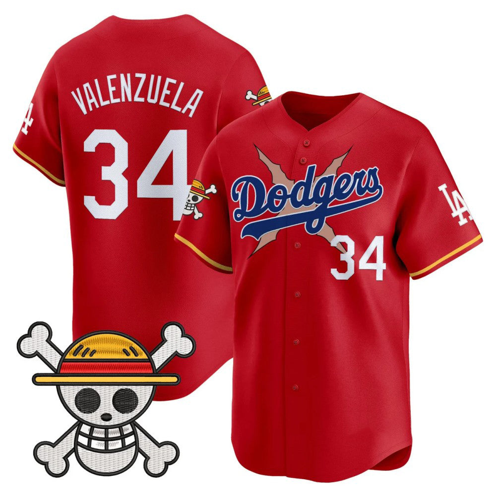 Los Angeles Dodgers #34 Fernando Valenzuela Red x One Piece Vapor Premier Limited Baseball Stitched Jersey