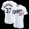 Los Angeles Dodgers #37 Teoscar Hern¨¢ndez White 2026 Gold Collection Authentic Baseball Jersey