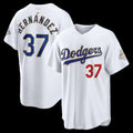 Los Angeles Dodgers #37 Teoscar Hern¨¢ndez White 2026 Gold Collection Stadium Baseball Jersey