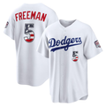 Los Angeles Dodgers #5 Freddie Freeman White USA 250 Fourth of July Home Stadium Baseball Jersey