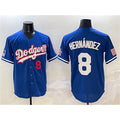 Los Angeles Dodgers #8 Enrique Hernández Royal With American Flag Patch Limited Stitched Baseball Jersey