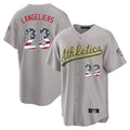 Oakland Athletics #23 Shea Langeliers Player Gray USA 250 Fourth of July Home Game Stitched Baseball Jersey
