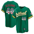 Oakland Athletics #40 Luis Severino Player Kelly Green USA 250 Fourth of July Home Game Stitched Baseball Jersey