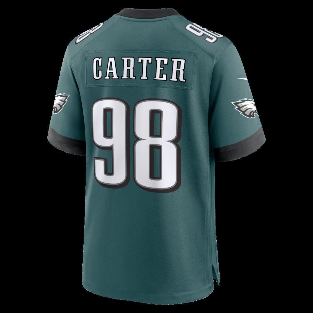 P.Eagles #98 Jalen Carter Midnight Green Team Game Stitched Football American Jersey