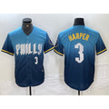 Philadelphia Phillies #3 Bryce Harper Number Blue 2024 City Connect Limited Stitched Baseball Jersey