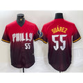 Philadelphia Phillies #55 Ranger Suarez Red 2024 City Player Number Cool Baseball Jersey