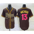 San Diego Padres #13 Manny Machado Number Brown NEW 2023 City Connect Cool Base Stitched Baseball Jersey